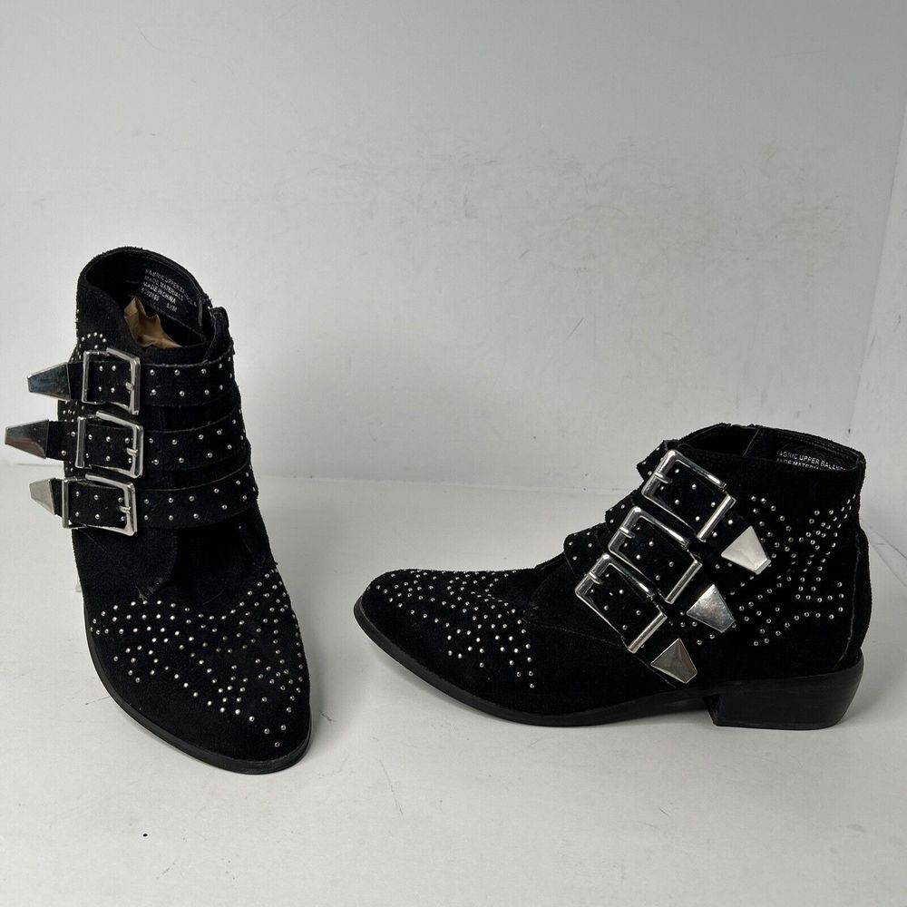 Women's  Diba True  Studded Black‎ Leather Ankle Boots Sz 8.5M EUC